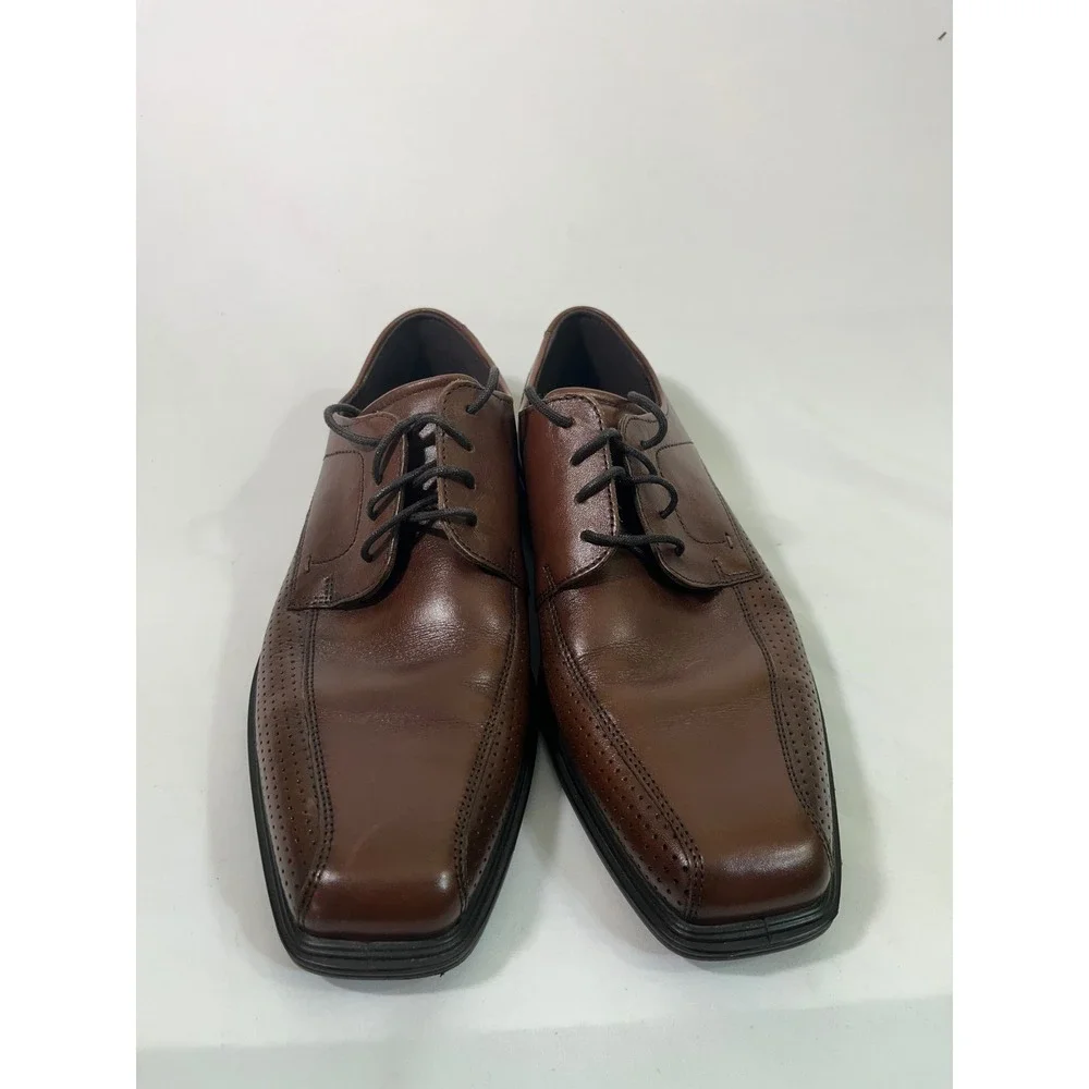 ECCO Leather Square Toe Lace Up Dress Shoe Men‎ 10 Brown Oxford Office Formal